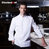 2016 new design fashion invisible button long sleeve chef work wear uniform Color white chef coat