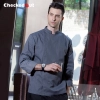 2016 new design fashion invisible button long sleeve chef work wear uniform Color grey chef coat