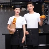 2022 black denim pocket chef apron short apron with pocket  apron for bar waiter Color color 2