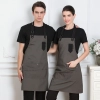 2022 English pocket long  halter apron super market vegetable store denim  pub apron