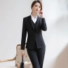 fashion stripes good fabric  upgrade business office lady men suit  sales representative male pant suit as uniform
