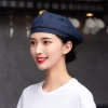fashion Europe style denim breathable mesh waiter  chef  beret hat