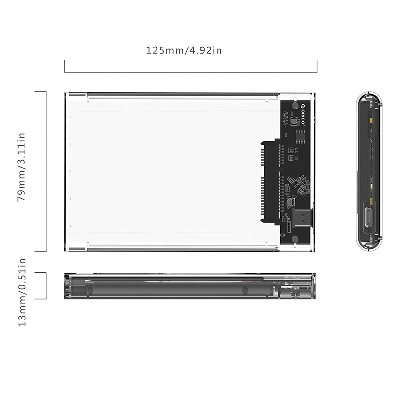2.5 inch Transparent Type-C Hard Drive Enclosure (2139C3)