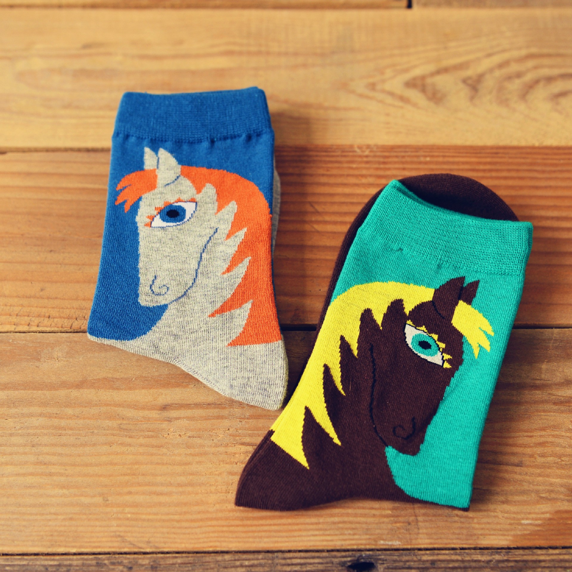 2015 spring horse print cotton men's socks women sock