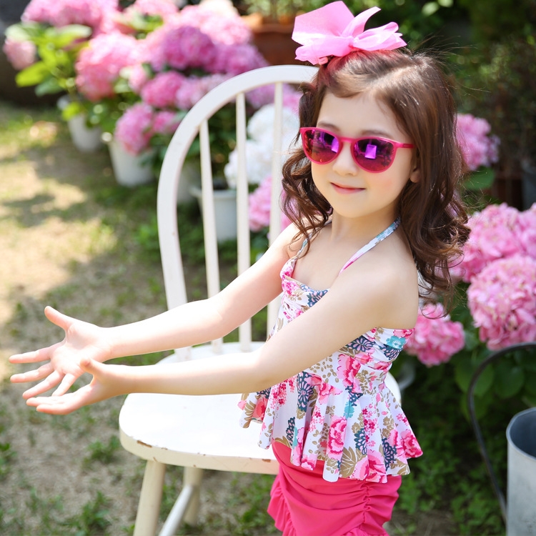 cute halter floral little girl kid swimwear