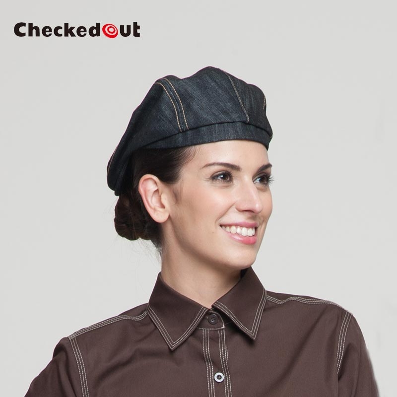fashion denim fabric outdoor cowboy waiter hat beret hat unisex