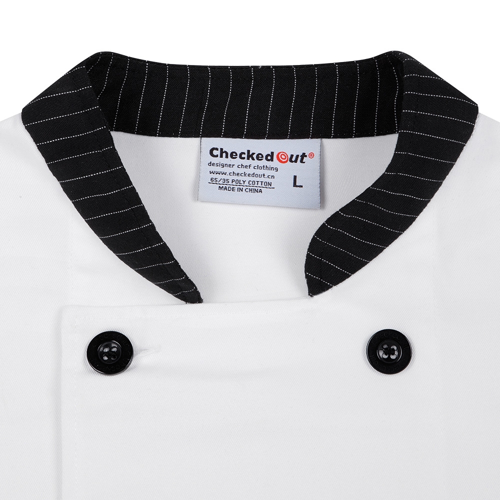 unisex stripes print collar short sleeve summer chef jacket