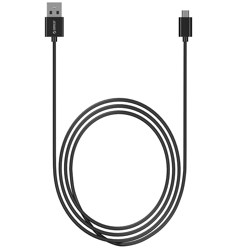 USB2.0 Max Power Micro B 3.3 Ft Round USB Cable-BK (ADC-10)