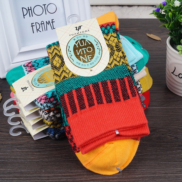 fashion pattern print bulky Jacquard women socks