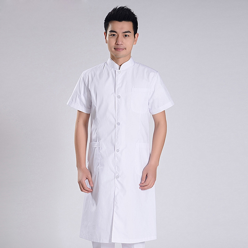 summer thin officer collar front opening male nurse coat