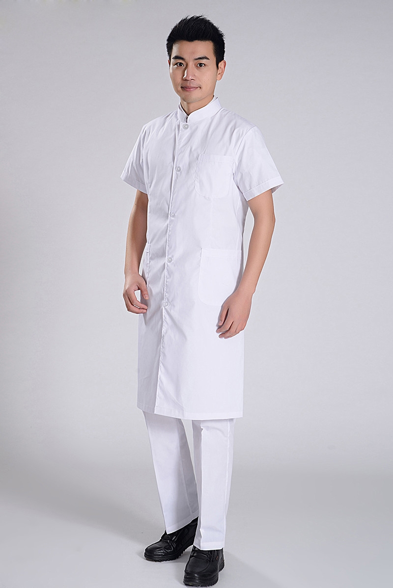 summer thin officer collar front opening male nurse coat