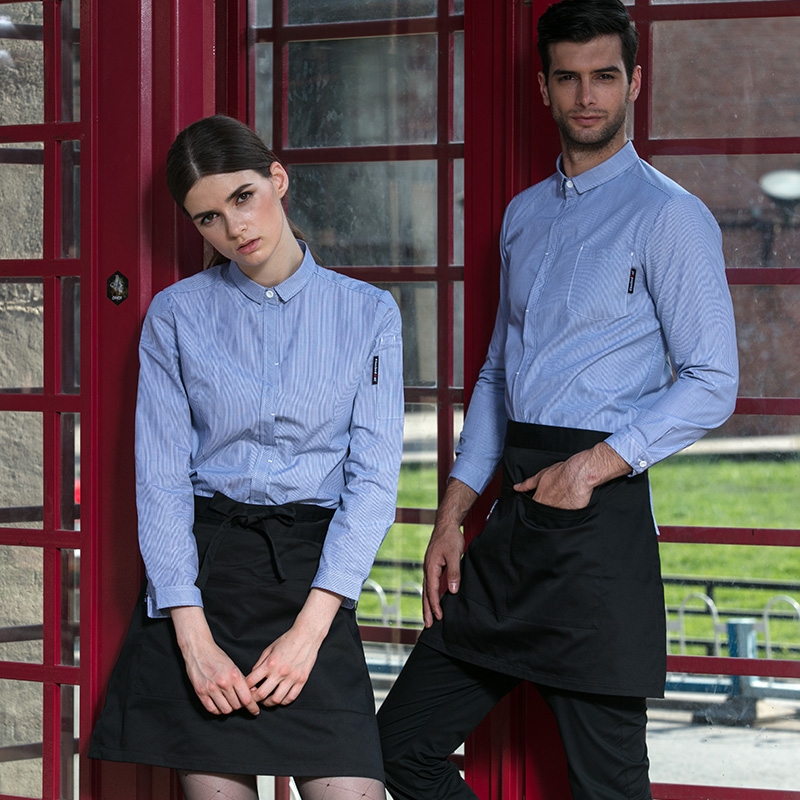 2017 fall restaurant wait staff waiter shirt uniforms - TiaNex