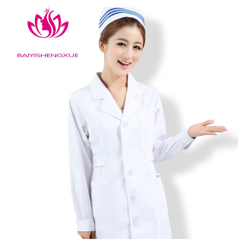 long sleeve classic hospital nurse dentist coat for lady