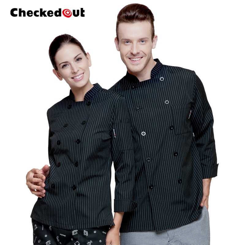 black with white stripes chef jacket chef coat