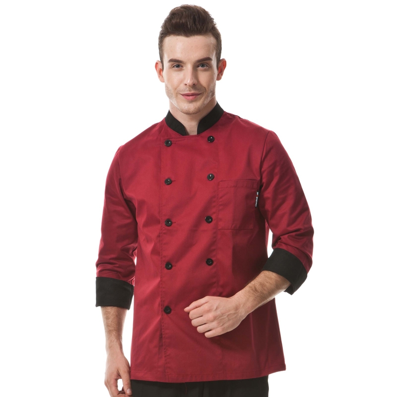 unisex rollover sleeve double breasted chef jacket coat
