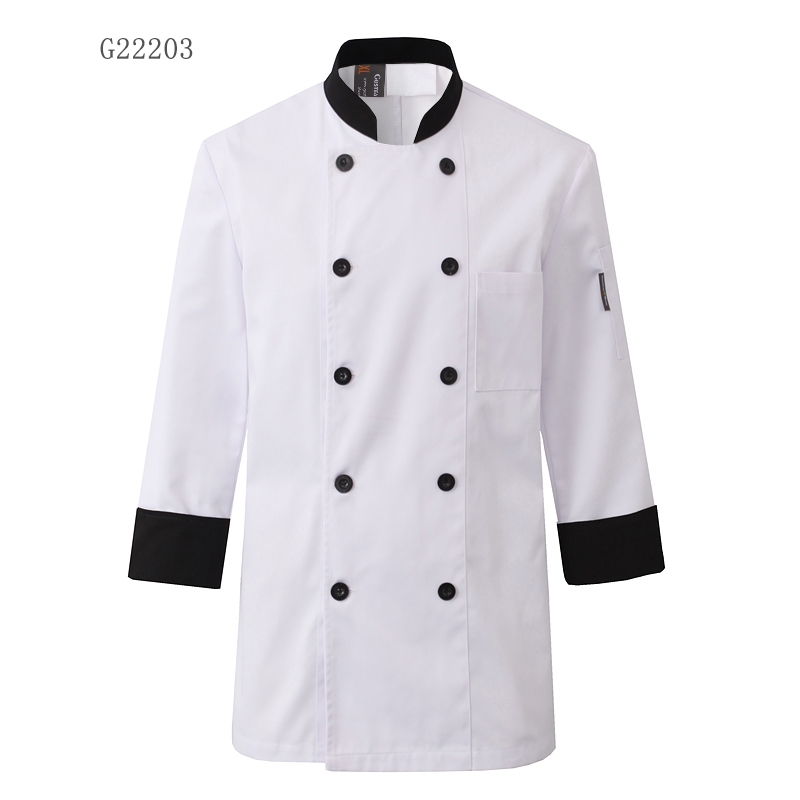 contrast collar hem chef coat jacket uniform