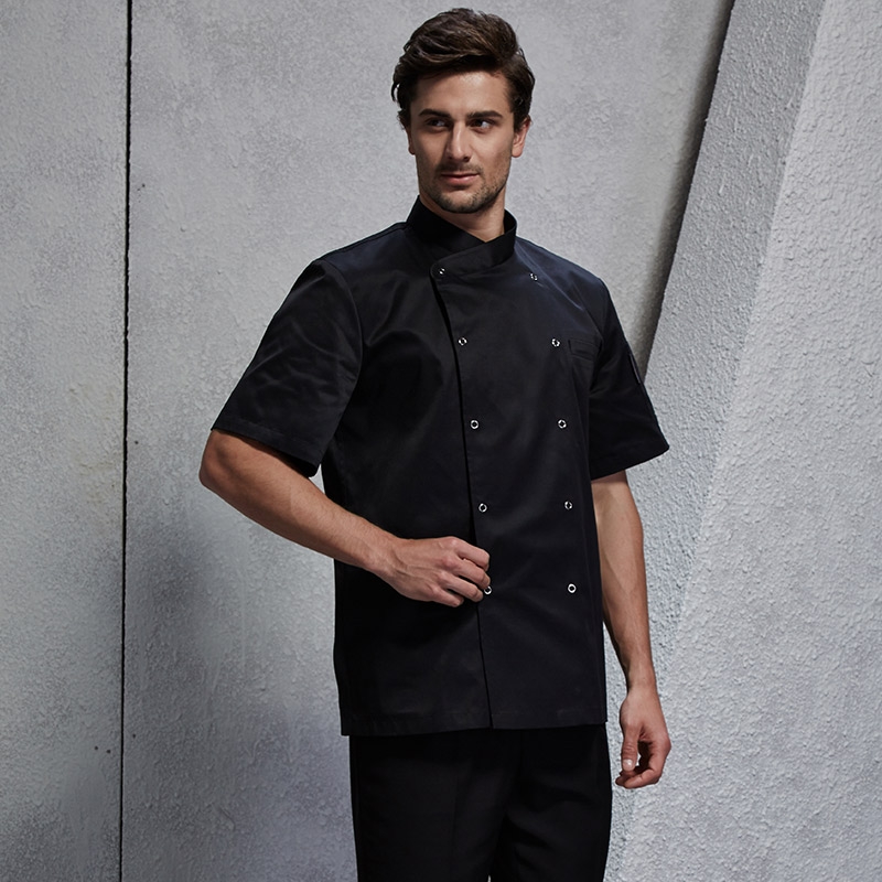 short sleeve snap button design chef jacket suit