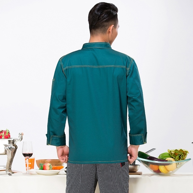 fashion upgrade denim like fabric chef coat jacet