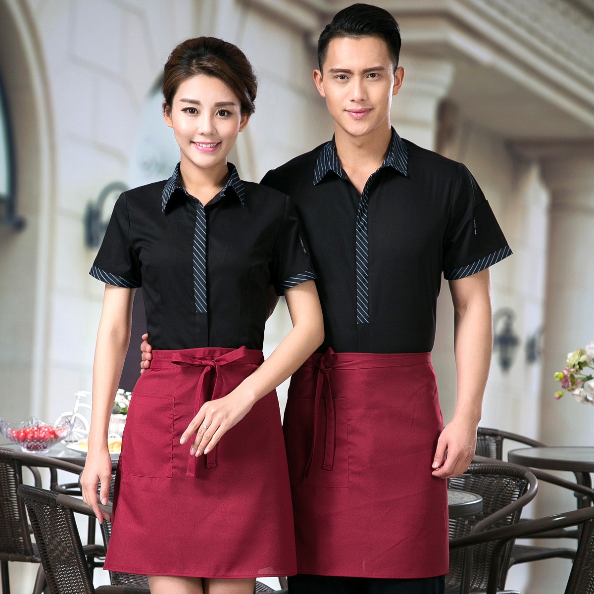 summer short sleeve Chinese food restaurant waiter shirts - TiaNex