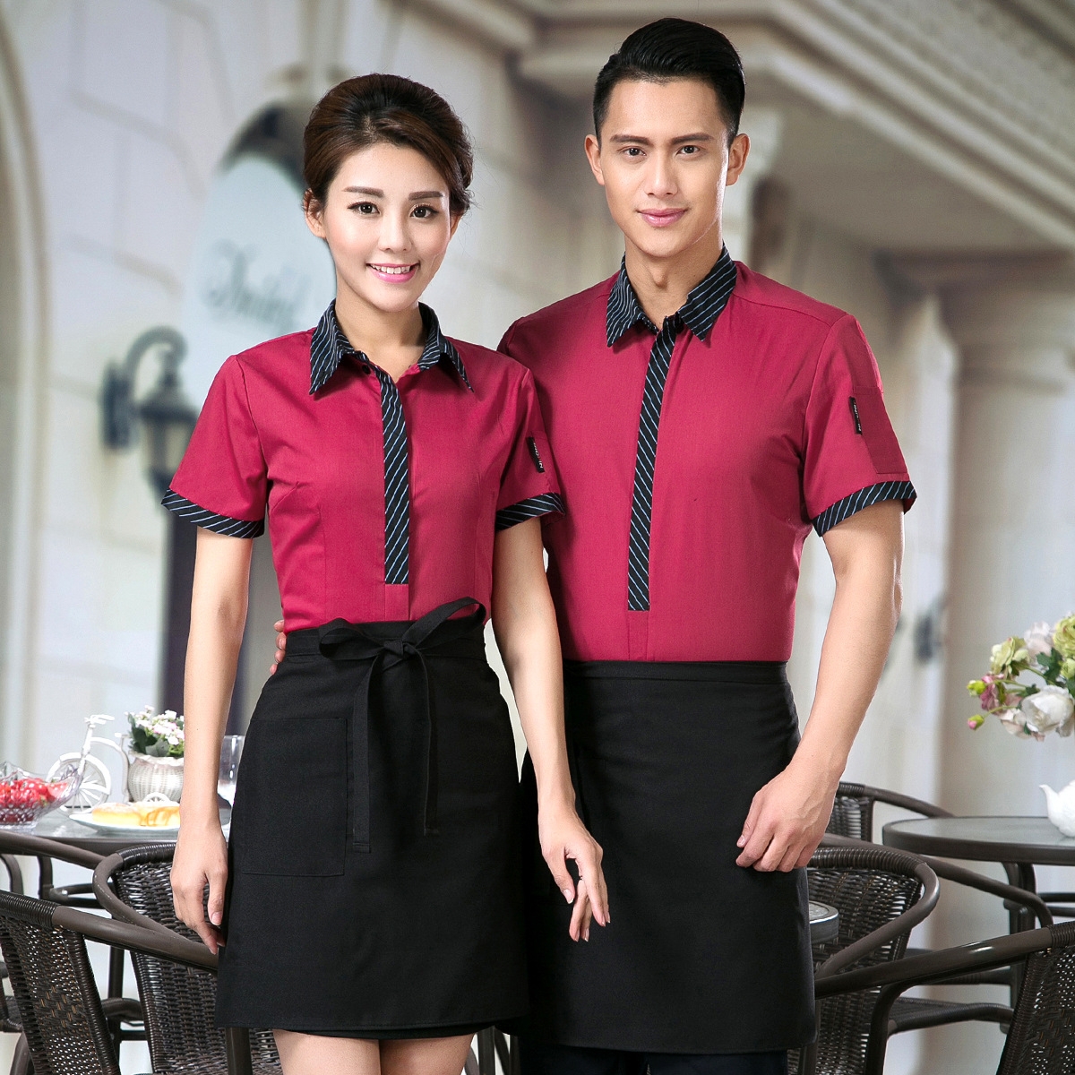 summer short sleeve Chinese food restaurant waiter shirts - TiaNex