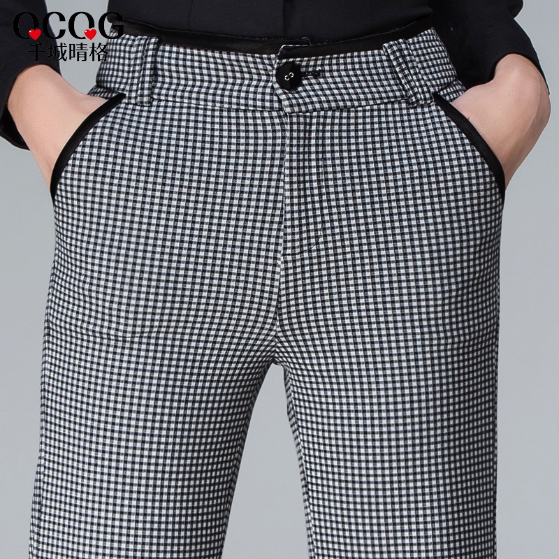 fashion elastic fabric zipper women pants WPANT-038