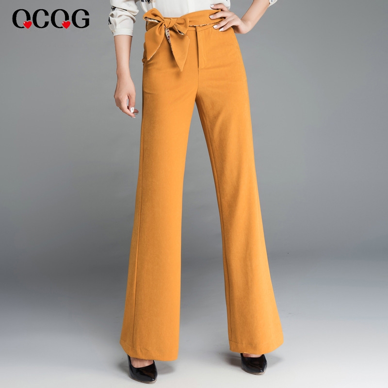 fashion bow belt flare pant for women