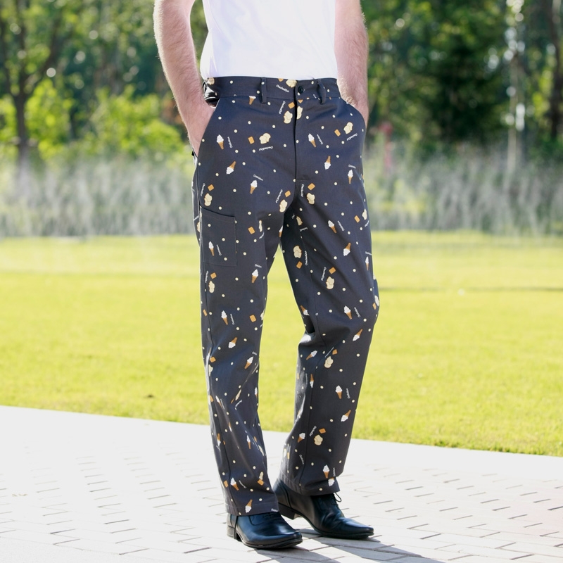 fashion cookware ice cream print cotton chef pant trousers