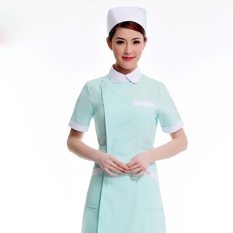 white collar short sleeve nurse hospital doctor coat