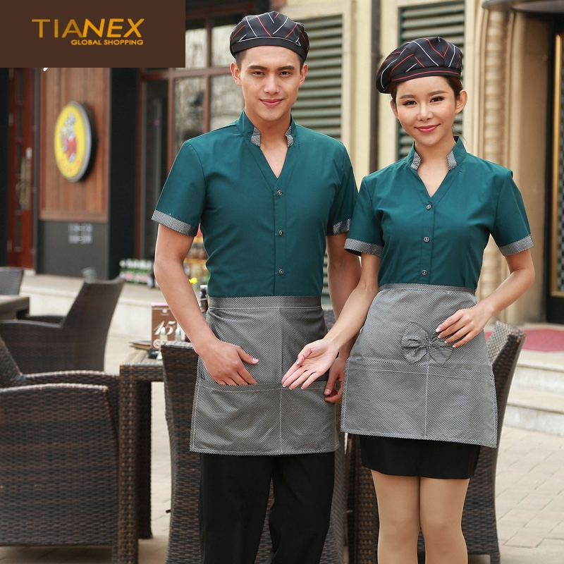 traditional China style short sleeve waiter shirt uniform