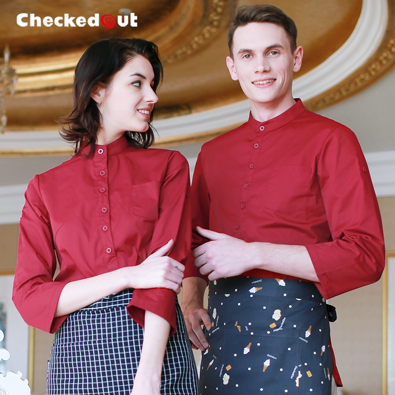 fashion adjustable sleeve western food restaurant waiter shirts  uniforms