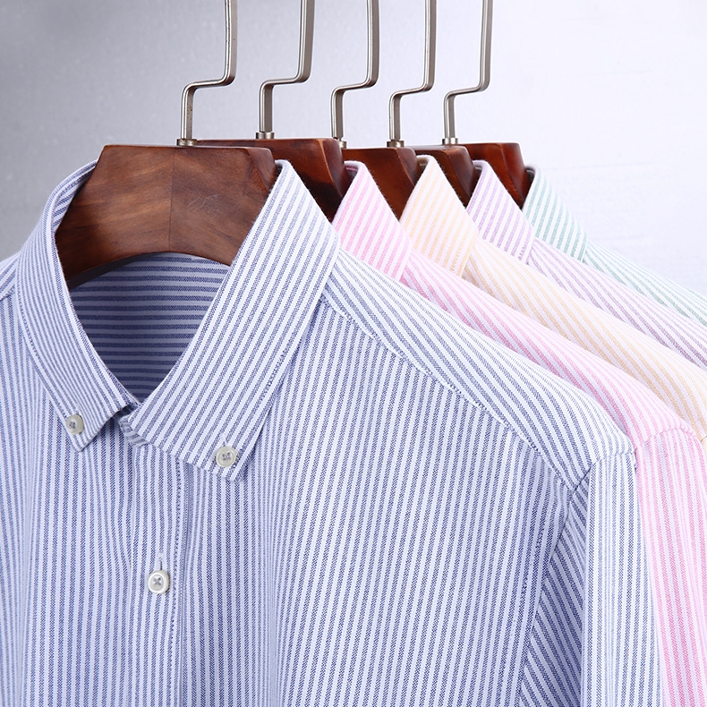 classic stripes print men shirt office work uniform