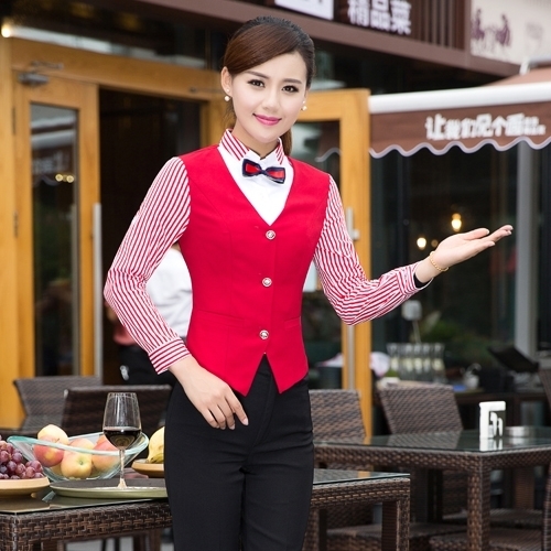 black dot hem summer waiter shirt uniforms