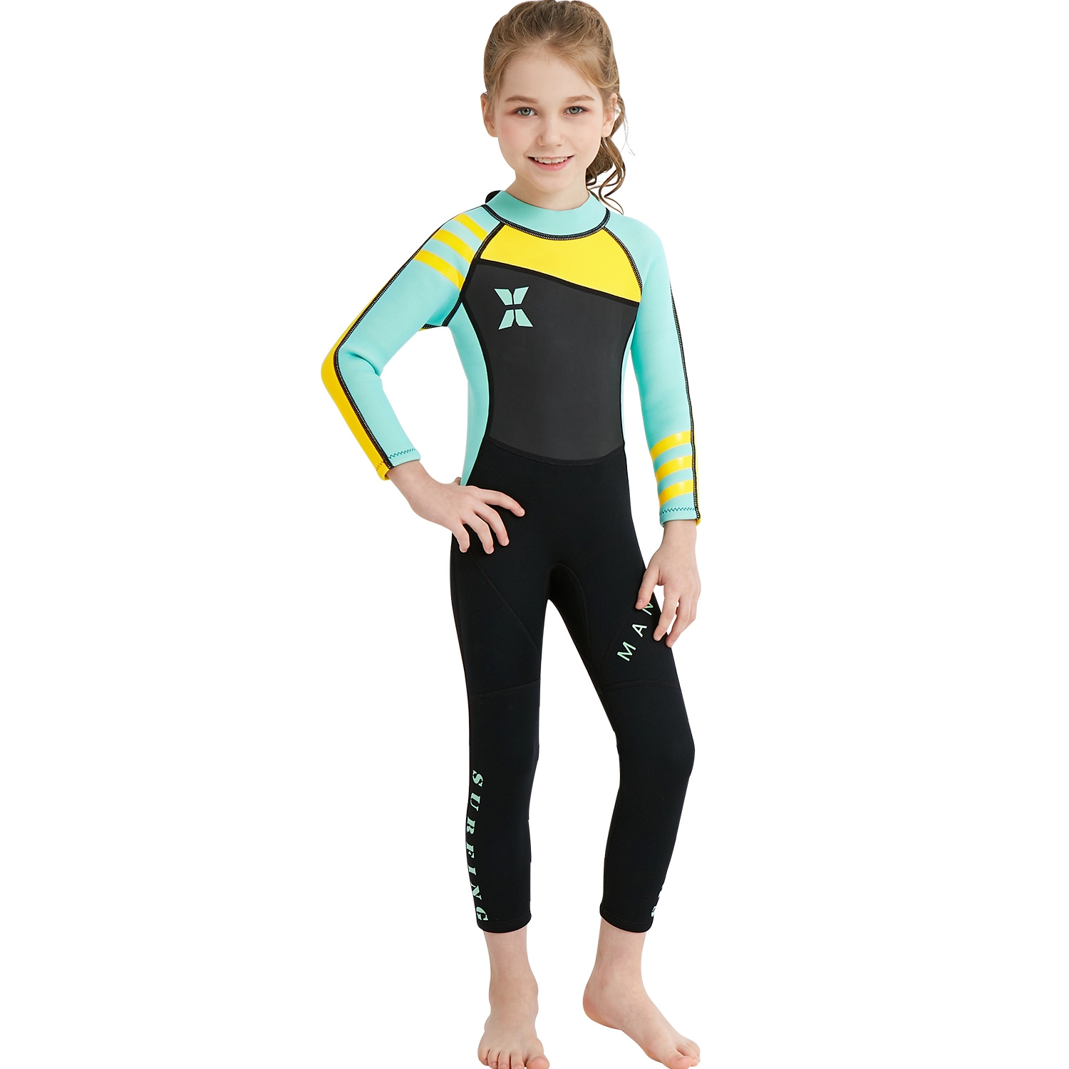 long sleeve anti UV slim fit children boy  wetsuit swimming suit