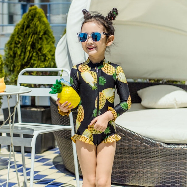 cute pineapple printing cute girl child  teen swimwear
