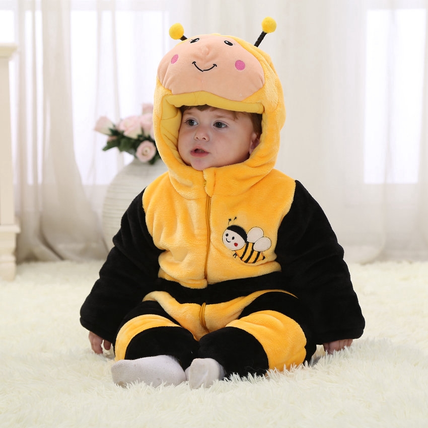 cute cartoon bee  flannel kid toddler romper