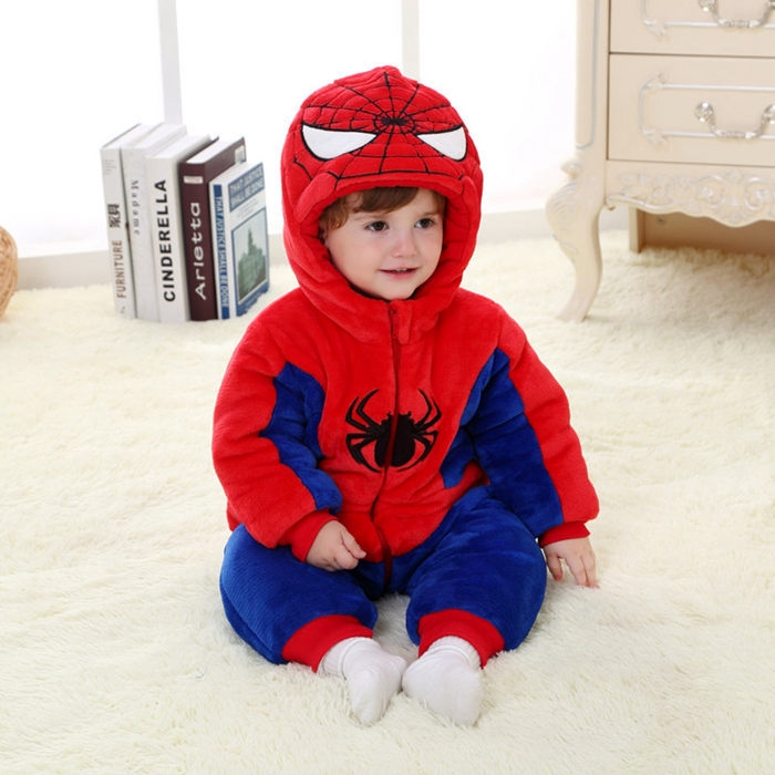 warm spiderman little baby romper