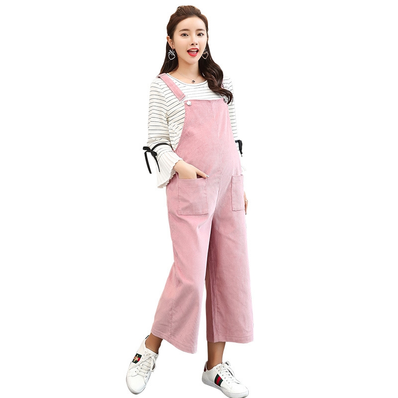 pink casual loose pregnant women maternity jumpsuit pant