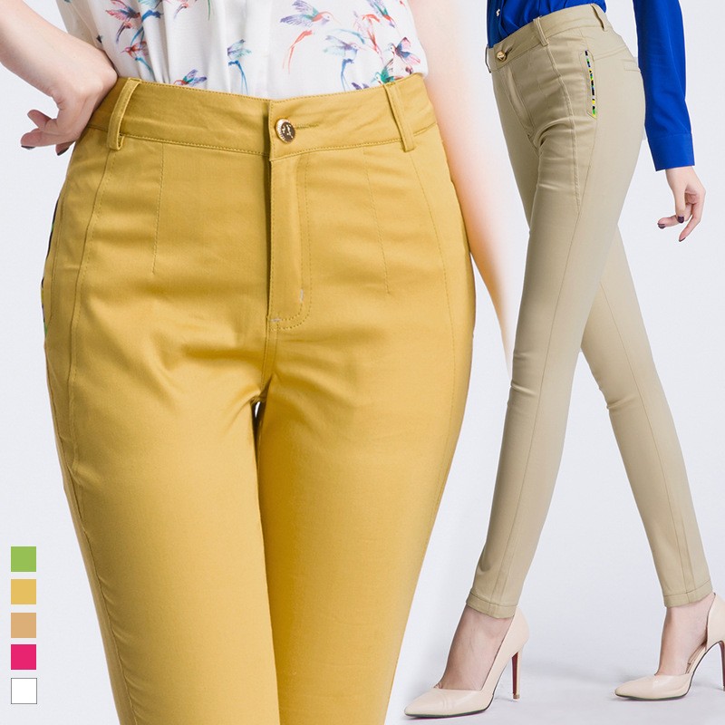 new 2015 cotton fabric straight leg women pant trousers