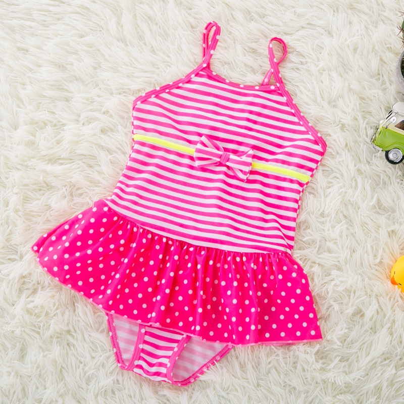 lovely bow stripes printing little girl  swimwear swimsuit