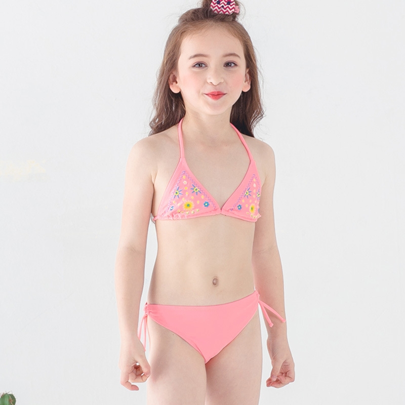 candy flower printing little girl teen  swimwear swimsuit