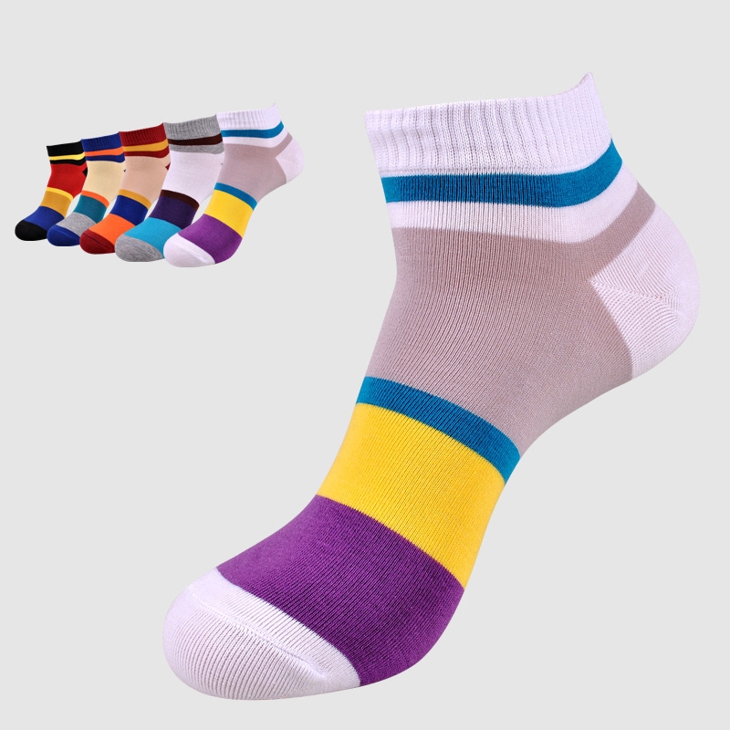 summer casual cotton patchwork sport socks for men loafer sock