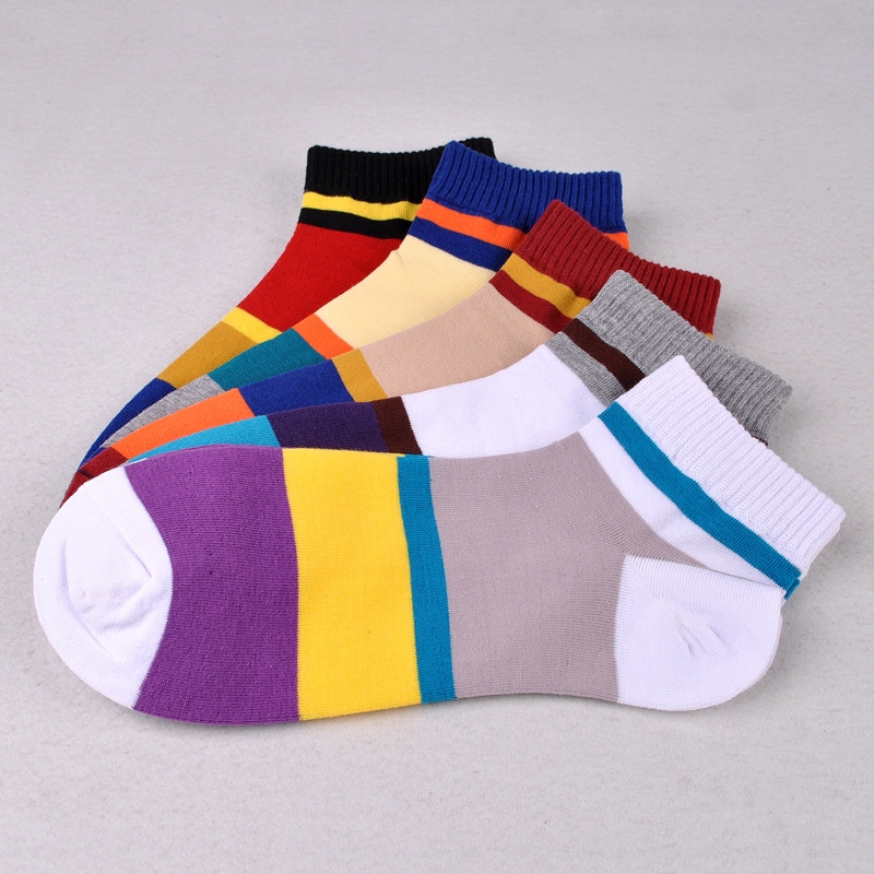 summer casual cotton patchwork sport socks for men loafer sock