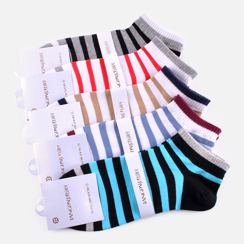 summer casual fashion stripes cotton thin men socks