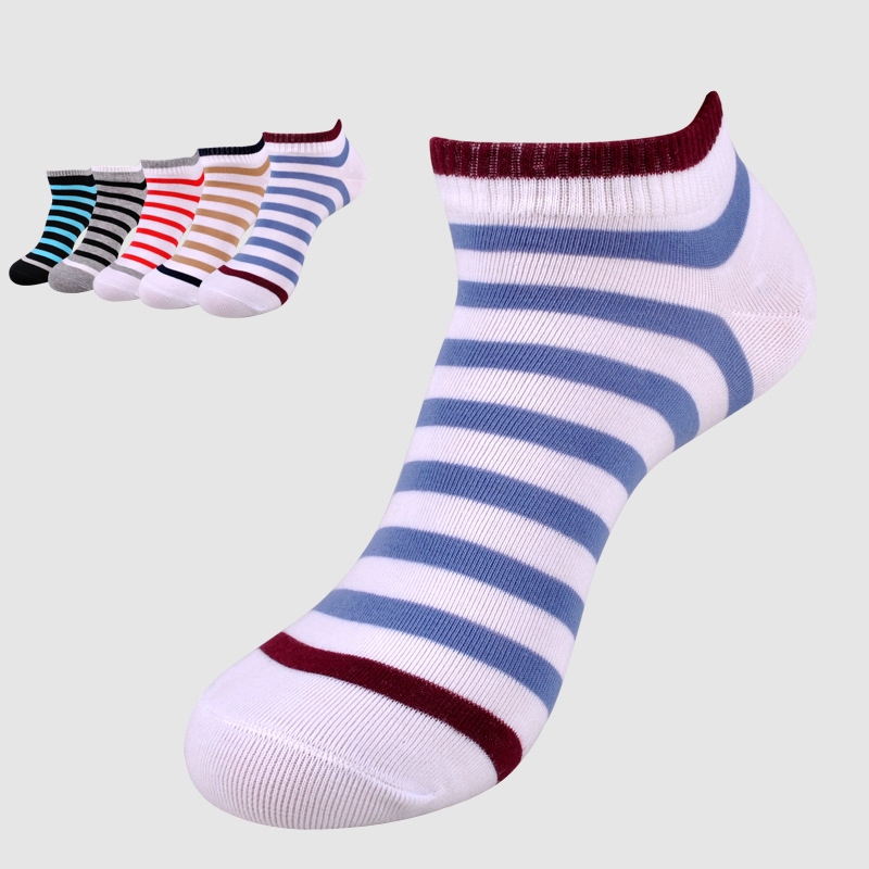 summer casual fashion stripes cotton thin men socks