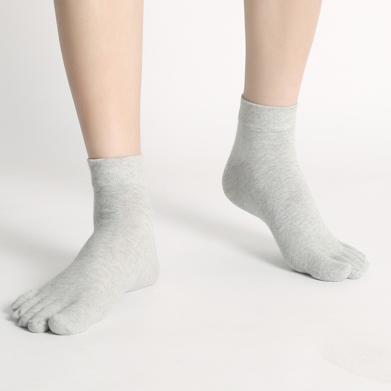solid color cotton mesh men toe socks - TiaNex