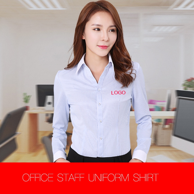 fashion stripes office women clerk shirt uniform