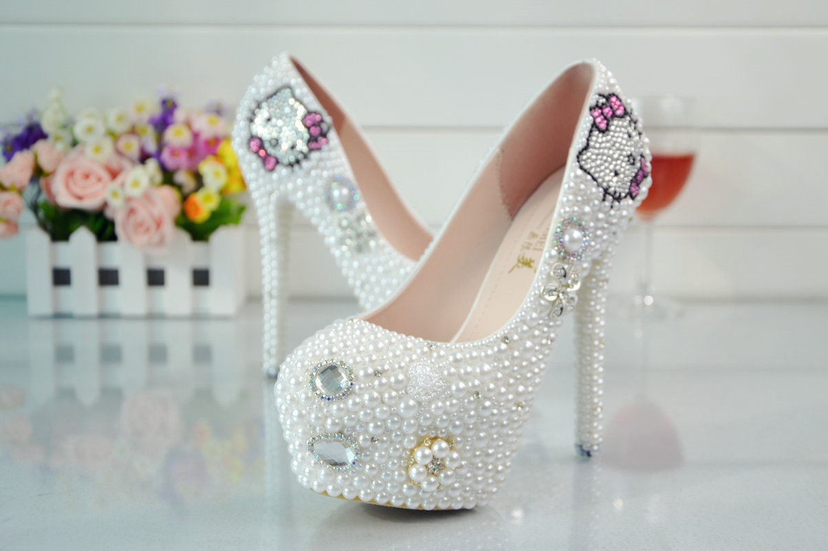 cute kitty women wedding shoes pumps