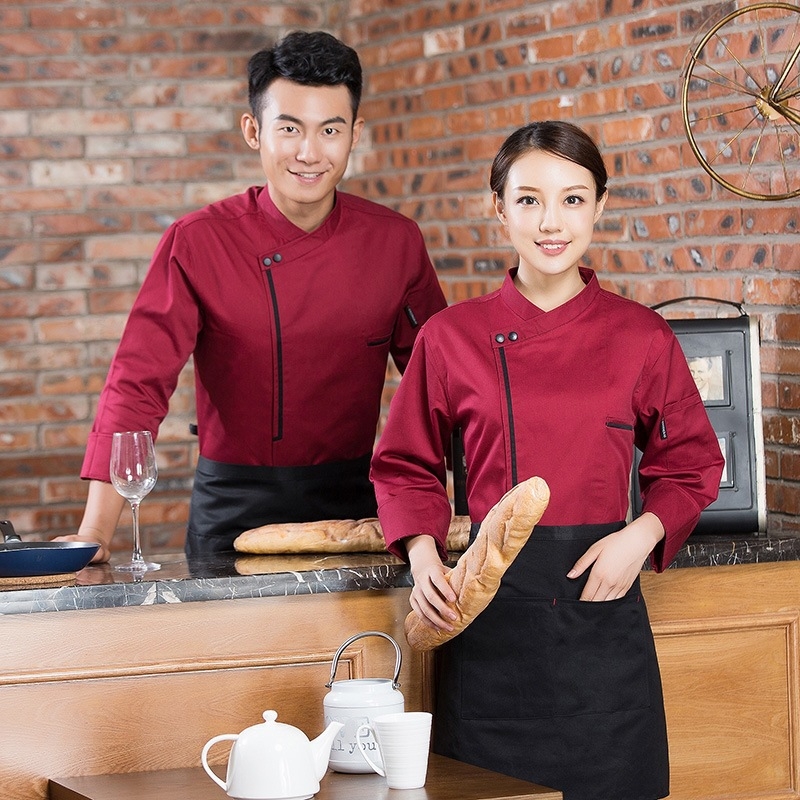 Europe style restaurant  chef jacket side open cooking uniform