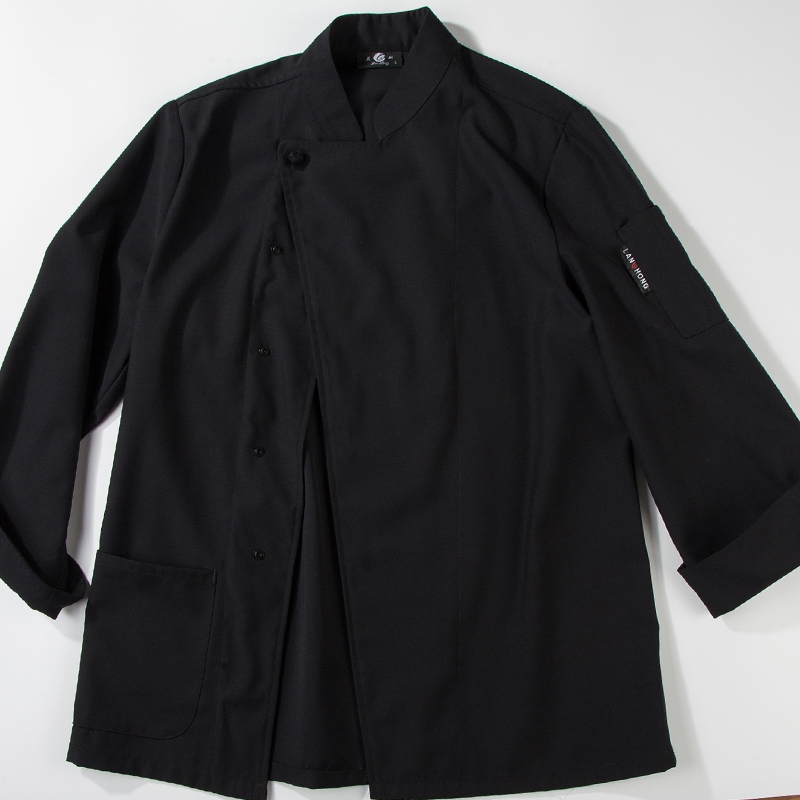 long sleeve invisible button cooking clothes restaurant  chef jacket baker uniform