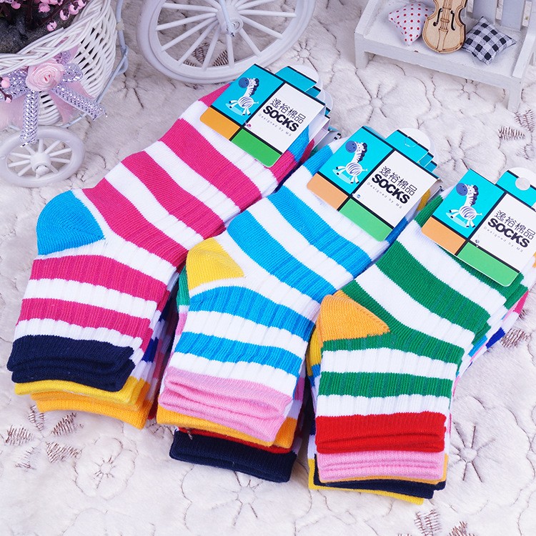 stripe rainbow cotton sock for children